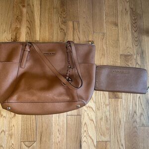 Michael Kors Brown Handbag With Zip-Around Wallet